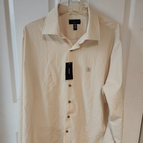 Alfani Mens Geo-Print Dress Shirt Tan 17-17 12 34-35 - Picture 1 of 1